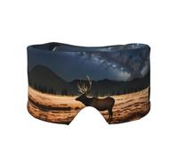 Elk in The Meadow Adjustable Sleep Eye mask and Earmuffs, Unisex Side Sleeping Headband (26.8 * 4.3 inches), Indoor and Outdoor Travel Yoga Comfort Cover,