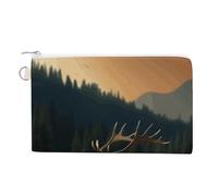 Elk in The Meadow Coin Purse with Zipper Coin Wallet Coin Pouch Canvas Change Purse Pouch Zero Wallet Coin Bag