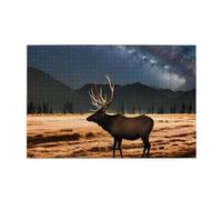 Elk in the meadow Horizontal Wooden Jigsaw Puzzle 1000 Pieces Relax and Improve Hands on Skills and Concentration