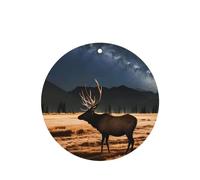 Elk In The Meadow Pattern Car Air Fresheners 4 Pcs Round Shape Hanging Aromatherapy Tablets Scented Fresheners For Bedroom Bathroom
