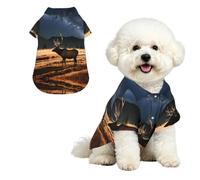 Elk in the Meadow Pet Hawaiian Shirt - Soft Peach Skin Button-Down top, Casual Beach Style Medium