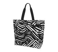 Elk in the meadow Printed tote bag, shoulder bag, suitable for travel, beach, and everyday shopping., Black and White Lines, One Size