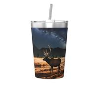 Elk in the meadow Printed travel thermos - portable water bottle for keeping hot and cold, travel mug for office and sports in car