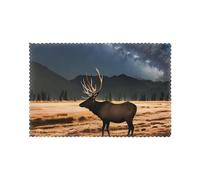 Elk in the meadow Set of 6 placemats, non-slip, heat-resistant, suitable for kitchen tables.