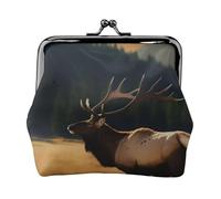 Elk In The Meadow Small Coin Purse For Women, Kiss-Lock Wallet Leather Cute Coin Wallet Mini Coin Pouch Change Purse Key Holder