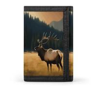 Elk in The Meadow Wallet for Women Men Trifold Wallet Large Front Pocket Wallets Travel Slim RFID Blocking Wallets Coin Purse Credit Card Holder