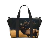Elk in The Meadow Water-Resistant Crossbody Travel Bag, Large Carry-On with Adjustable Strap, Multi-Compartment Weekender for Gym, Travel, Outdoor