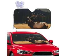 Elk in The Meadow Windshield Sun Shade for Car Personalized Window Sunshades Foldable Sun Heat Uv Rays Visor Protector to Keep Your Vehicle Cool for Universal Cars SUV Truck 55x29.9 Inch