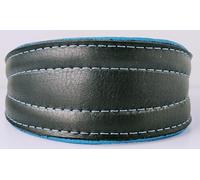 ELK LEATHER GREYHOUND SALUKI DEERHOUND LURCHER WHIPPET DOG PUPPY COLLAR (BLACK with BLUE lining, Dog Neck Sizes 10" To 12")