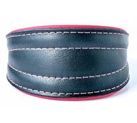 ELK LEATHER GREYHOUND SALUKI DEERHOUND LURCHER WHIPPET DOG PUPPY COLLAR (BLACK with PINK lining, Neck Sizes 13" To 14.5")