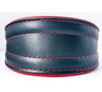 ELK LEATHER GREYHOUND SALUKI DEERHOUND LURCHER WHIPPET DOG PUPPY COLLAR (BLACK with RED lining, Neck Sizes 13" To 14.5")