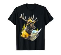 Elk Nature Climber Portrait Art Wandering Animal Motif Elk T-Shirt