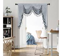 ELKCA Silver Grey Chenille Window Curtain for Living Room with Waterfall Valance for Bedroom, Rod Pocket (W59.1 Panel)