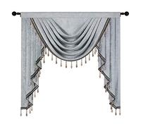 ELKCA Thick Double-Sided Chenille Window Curtains Single Swag Valance for Living Room, Silver Grey Valance for Bedroom,Rod Pocket (W39inch,1 Panel)