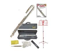 Elkhart Vincent Bach Flute Pack - Curved Head Silver Flute with Split E Mechanism, Case with Shoulder Straps, Music Stand, Learn to Play Flute DVD and 64 Page Booklet, Cleaning Rod and Cloth