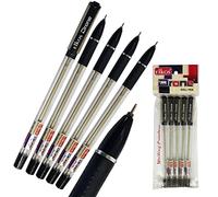 ELKOS BLACK Ballpoint Pens, 0.7mm Fine Point, Pack of 5, Drone Smooth Ball Pens, Soft Comfort Grip, School Office Home Use, ZOFAX Black Ball Pen