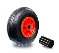 Elkoza® 13" 4.00-6 2PR 20mm 300X100 Pneumatic Wheelbarrow Wheels Sack Truck Trolley Wheel Solid Premium Quality Tyre Complete for Garden Heavy Duty Trolley Barrow Truck Replacement Wheelbarrow Wheel