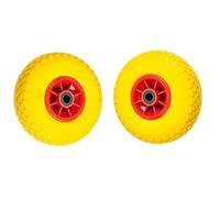 Elkoza® 2x10" 3.00-4 Polyurethane 20mm 250X75 Wheelbarrow Wheels Sack Truck Trolley Wheel Solid Puncture Proof Tyre Complete for Garden Heavy Duty Trolley Barrow Truck Replacement Wheelbarrow Wheel