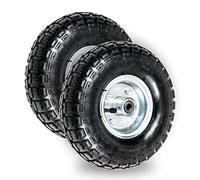 Elkoza® 2x10" 3.50-4 4PLY 16 mm 260X80 Pneumatic Wheelbarrow Wheels Sack Truck Trolley Wheel Solid Puncture Proof Tyre Complete for Garden Heavy Duty Trolley Barrow Truck Replacement Wheelbarrow Wheel