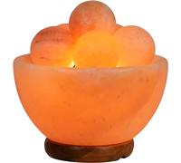 Elkoza Balls Bowl Salt Lamp Handmade Wood Silhouette Natural Healing IONES Therapeutic 100% Pure Himalayan Pink Crystal Salt Lamp Fine Quality (Fire Bowl & Balls Salt Lamp Himalayan)
