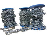 Elkoza DIN 5685 Heavy Duty Hot Dipped Galvanised DIY Strong Short Link Steel Chain (8mm Galvanised Chain, 4 Meter Chain)
