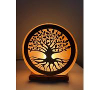 Elkoza Handmade Wood Silhouette Natural Healing IONES Therapeutic 100% Pure Himalayan Pink Crystal Salt Lamp Fine Quality with Dimmer Switch (Tree of Life Salt Lamp, Himalayan 3D Salt Lamp)
