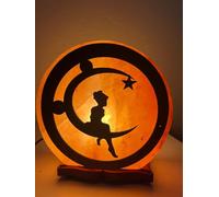 Elkoza Handmade Wood Silhouette Natural Healing IONES Therapeutic 100% Pure Himalayan Pink Crystal Salt Lamp Fine Quality with Dimmer Switch (Girl on The Moon Salt Lamp, Himalayan 3D Salt Lamp)