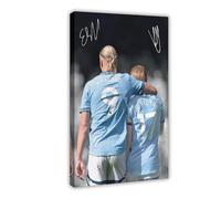 ELKPDOE Erling Haaland, Kevin De Bruyne Poster Football Player Canvas Poster Bedroom Decor Landscape Office Room Decor Gift Frame:24x36inch(60x90cm)