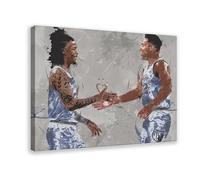 ELKPDOE Ja Morant Desmond Bane Basketball Sport Poster Canvas Poster Bedroom Decor Landscape Office Room Decor Gift Frame:12x18inch(30x45cm)