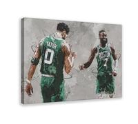 ELKPDOE Jayson Tatum Jaylen Brown Basketball Sport Poster Canvas Poster Bedroom Decor Landscape Office Room Decor Gift Frame:24x36inch(60x90cm)
