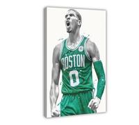 ELKPDOE Jayson Tatum Posters Basketball 0 Canvas Poster Wall Art Decor Print Picture Paintings for Living Room Bedroom Decoration Frame:16x24inch(40x60cm)