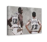 ELKPDOE Karl Malone John Stockton Basketball Sport Poster Canvas Poster Wall Art Decor Print Picture Paintings for Living Room Bedroom Decoration Frame:16x24inch(40x60cm)