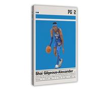 ELKPDOE Shai Gilgeous-Alexander Basketball Art Posters Canvas Poster Wall Art Decor Print Picture Paintings for Living Room Bedroom Decoration Frame:24x36inch(60x90cm)