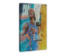 ELKPDOE Shai Gilgeous Alexander Poster Basketball Photo 6 Canvas Poster Wall Art Decor Print Picture Paintings for Living Room Bedroom Decoration Frame:20x30inch(50x75cm)