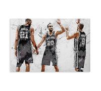 ELKPDOE Tim Duncan, Manu Ginobili, Tony Parker Poster Basketball Photo Canvas Poster Wall Art Decor Print Picture Paintings for Living Room Bedroom Decoration Unframe:12x18inch(30x45cm)