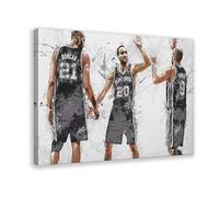 ELKPDOE Tim Duncan, Manu Ginobili, Tony Parker Posters Basketball Canvas Poster Wall Art Decor Print Picture Paintings for Living Room Bedroom Decoration Frame:20x30inch(50x75cm)