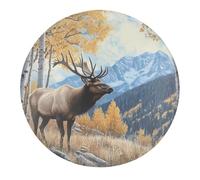 Elks Autumn Trees Mountain Plateau Round Magnets 1.6 Inch 2 PCS