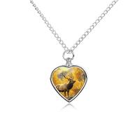 Elks Mountains Fall Aspen Trees Ashes Necklace Dog Pet Urn Necklace Heart Cremation Jewelry with Fill Kit
