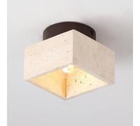 Elksdut 4.72 Inch Natural Travertine Flush Mount Ceiling Light, E27 Socket