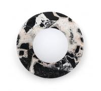 Elksdut 7.87" Round Stone Wall Lamp with Frosted Glass Globe
