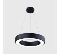 Elksdut Black Circular LED Ring Pendant Light 6000K Cool White Adjustable Height Hanging Lamp Two Size Options Modern Minimalist Pendant Lighting for Entryway Small Kitchen Study Nook(50cm)