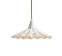 Elksdut Ceramic Pendant Light, Scalloped Shade Hanging Light Fixture with Adjustable 120cm Cord, E27 Base Ceiling Light for Kitchen Island Dining Room Bedroom