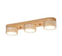 Elksdut Farmhouse Kitchen Ceiling Light, 17.7 Inch 3-Light Wood and Yellow Travertine Semi Flush Mount Ceiling Lamp, Rustic Linear LED Ceiling Fixture for Dining Room Hallway Entryway Bedroom