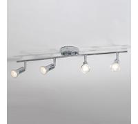 Elksdut LED 4-Light Track Lighting Kit, Chrome 4 Way Ceiling Spot Lighting, Flexibly Rotatable Light Head, Modern Track Light Directional Spot Lighting Fixture For Kitchen Bedroom Living Room