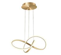 Elksdut LED Curved Chandelier Modern Dining Room Pendant Light Dimmable Hanging Lamp, Creative Wave Design Chandelier Lighting for Kitchen Island Bedroom Stairs