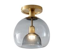 Elksdut Mid Century Modern Semi Flush Mount Ceiling Light Smoke Grey Globe Glass Ceiling Light Industrial Hallway Close To Ceiling Lights For Porch Bedroom Living Room