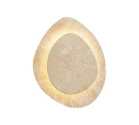 Elksdut Oval Travertine LED Wall Sconce Modern Stone Texture Lighting Fixture, Wabi Sabi Decorative Wall Mounted Lamp for Bedroom Bathroom Vanity Mirror Living Room Hallway Kitchen Bedside
