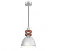 Elksdut Retro Industrial Pendant Light, Chrome Dome Hanging Ceiling Light Fixture with Natural Wood Accent, Mini Pendant Lamp for Bedside Dining Room Café Bar Counter Kitchen Island