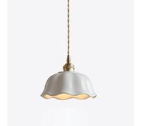 Elksdut White Ceiling Pendant Light Ceramic Flowers Pendant lamp, Modern High Adjustable Suspension Wire Lights E27 Lighting Fixtures for Attic, Bar, Bedroom, Dining Room