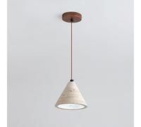 Elksdut Yellow Travertine Pendant Light Industrial 1-Light Pendant Lighting Wooden Chassis, 70" Adjustable Hanging Light Fixtures For Kitchen Island Dining Room